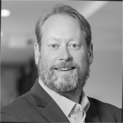 Kevin Clark's headshot, grayscale