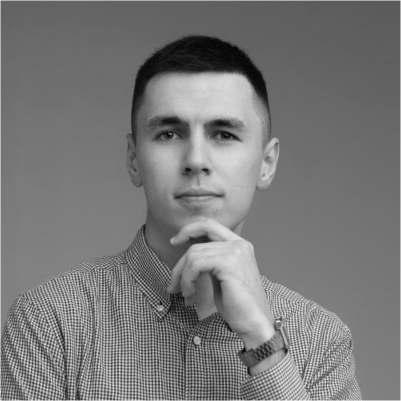 Vlad Nekrutenko's headshot, grayscale